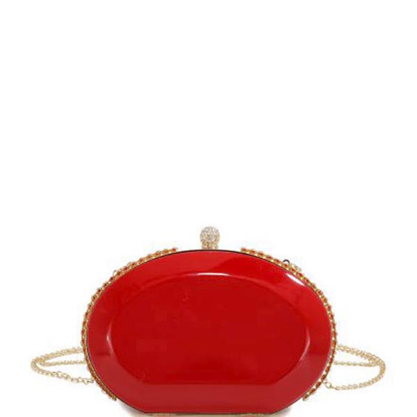 SMOOTH GLOSSY ROUNDED EVENING CROSSBODY BAG