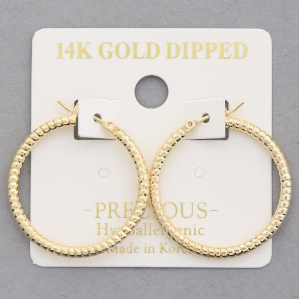 14K GOLD DIPPED TEXTURED HOOP EARRING