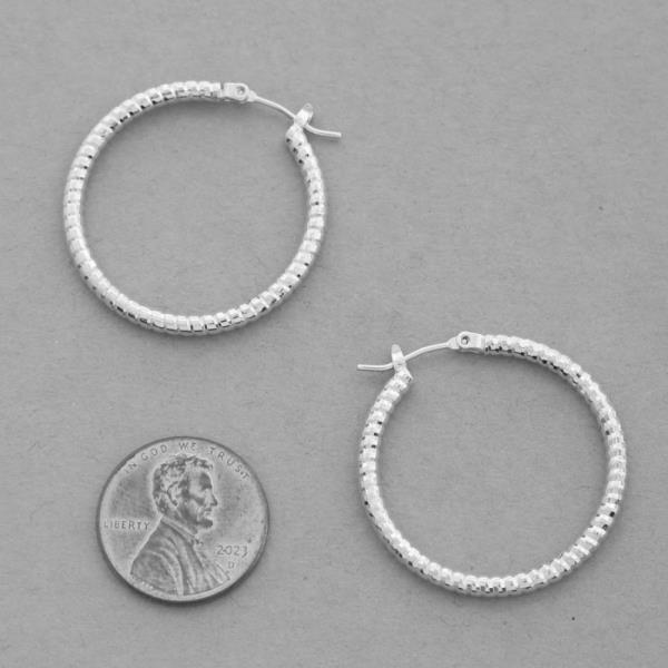 14K GOLD DIPPED TEXTURED HOOP EARRING