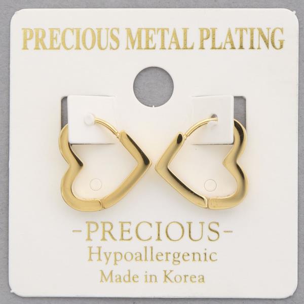 PRECIOUS METAL PLATING HEART SHAPE EARRING