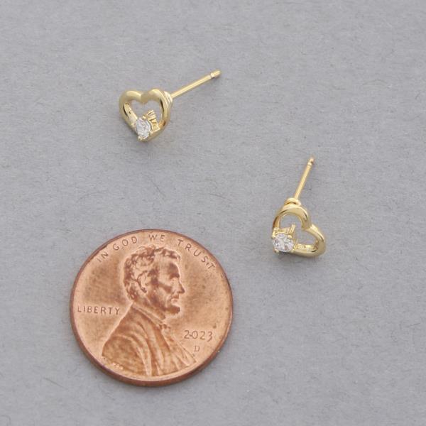 14K GOLD DIPPED CZ HEART SHAPE EARRING