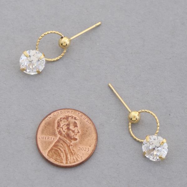 14K GOLD DIPPED CZ DANGLE EARRING