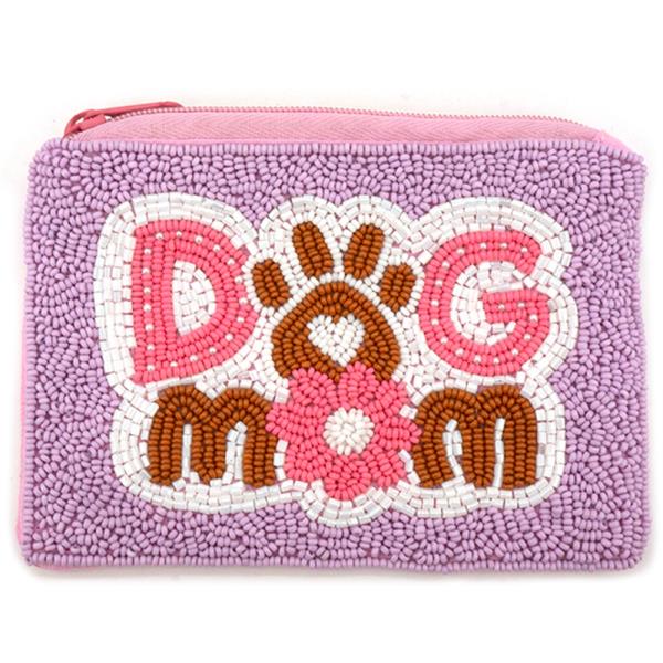 DOG MOM SEED BEAD COIN BAG