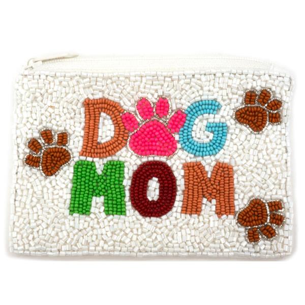 DOG MOM SEED BEAD COIN BAG