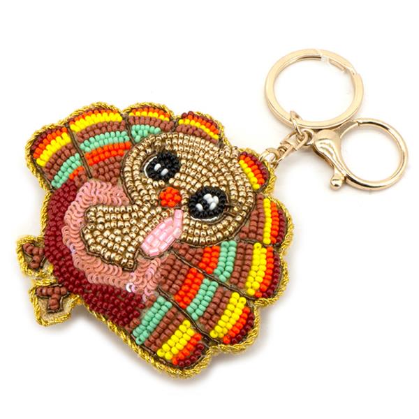 TURKEY SEED BEAD KEYCHAIN