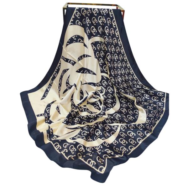 FLOWER PATTERN SILKY NECK BANDANA SCARF