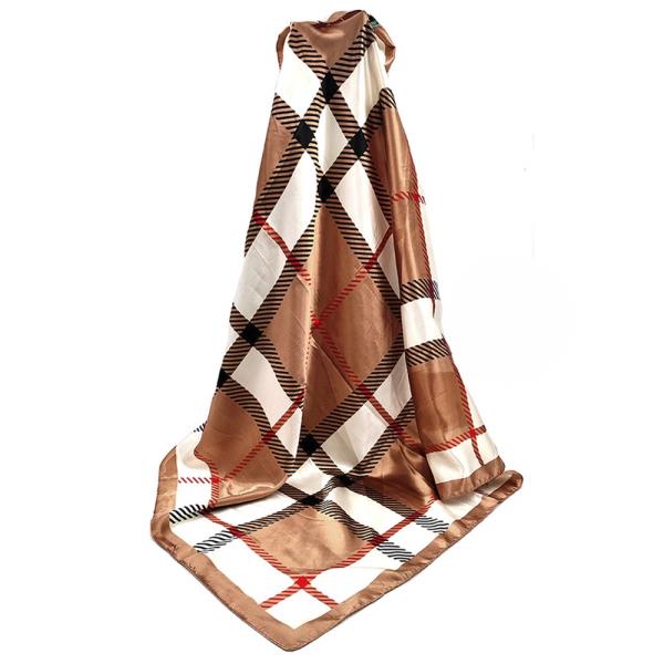 PLAID SILKY NECK BANDANA SCARF