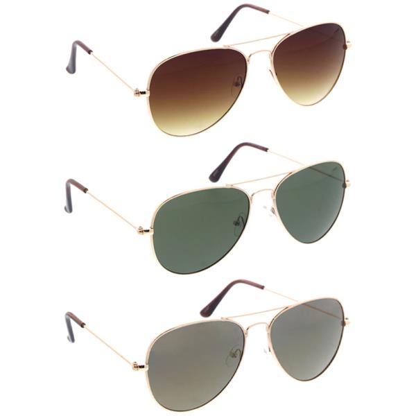 STYLISH MEDIUM TEAR DROP AVIATOR GOLD FRAME SUNGLASSES 1DZ