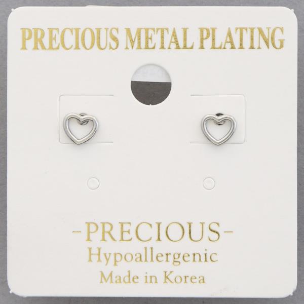 PRECIOUS METAL PLATING HEART METAL EARRING