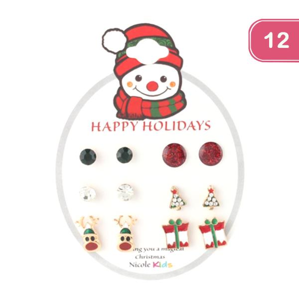 ASSORTED CHRISTMAS EARRINGS (12 UNITS)