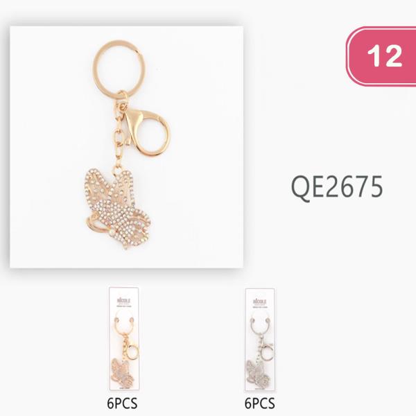 RHINESTONE BUTTERFLY KEYCHAIN (12 UNITS)