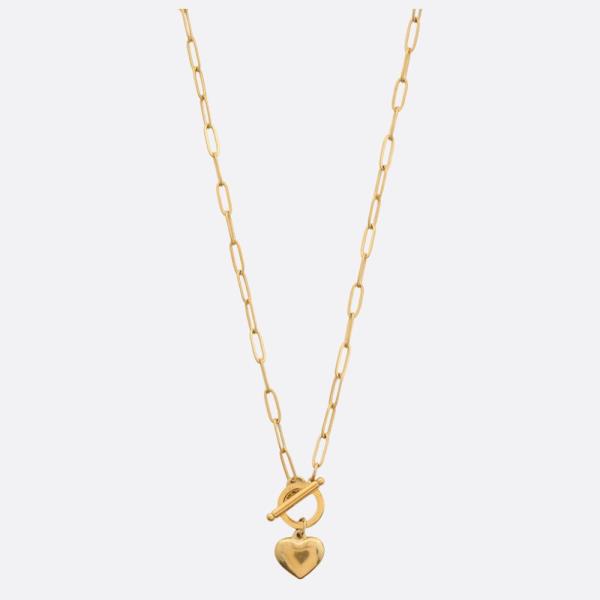 HEART PENDANT TOGGLE CLASP NECKLACE