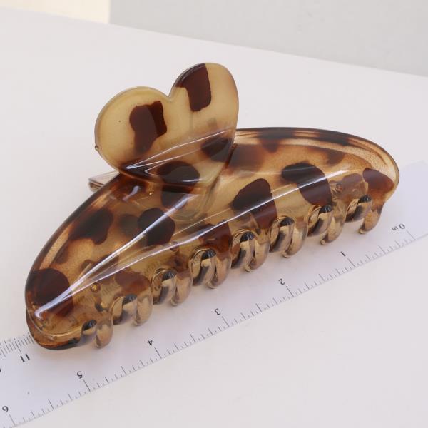 HEART LEOPARD HAIR CLAW JAW CLIP