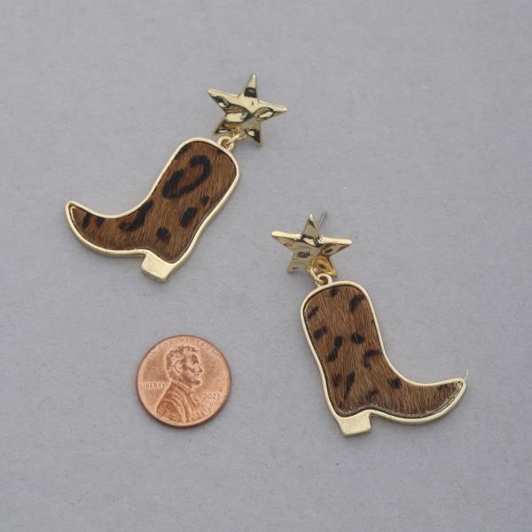 LEOPARD WESTERN BOOTS DANGLE EARRING