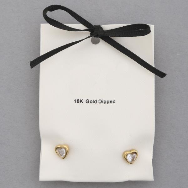 18K GOLD DIPPED HEART STUD EARRING