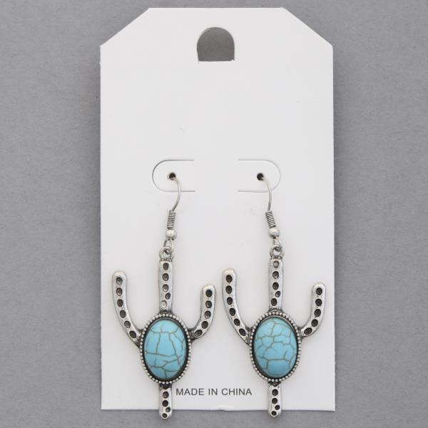 WESTEN STYLE CACTUS TQ STONE DANGLE EARRING