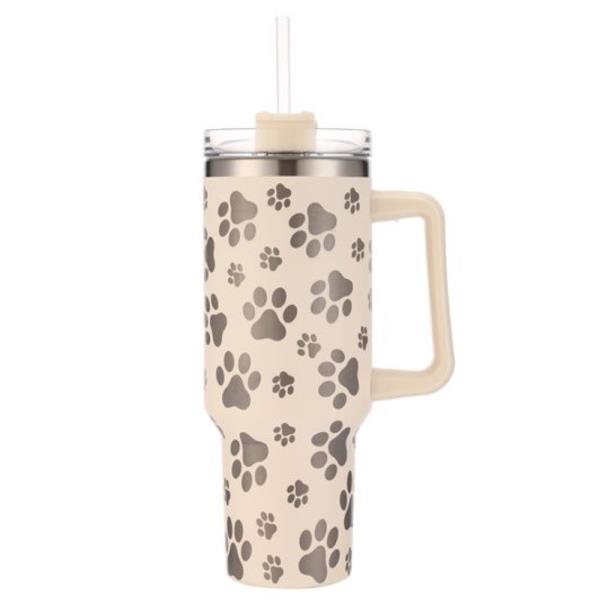 PAW PRINT 40 OZ TUMBLER WITH HANDLE