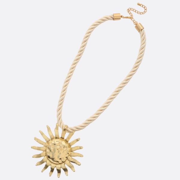 SODAJO SUN METAL PENDANT ROPE NECKLACE