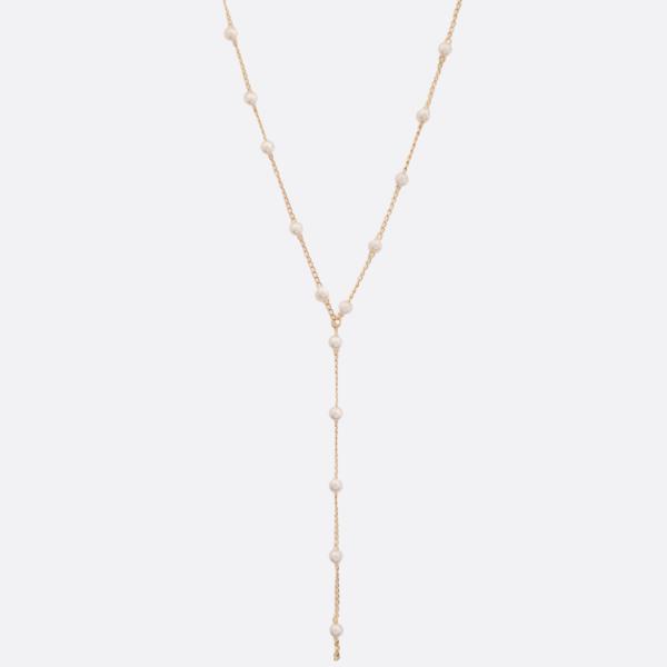 SODAJO PEARL BEAD Y SHAPE NECKLACE