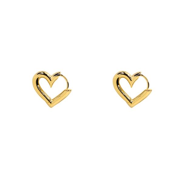 SECRET BOX 14K GOLD DIPPED HEART HUGGIE EARRING