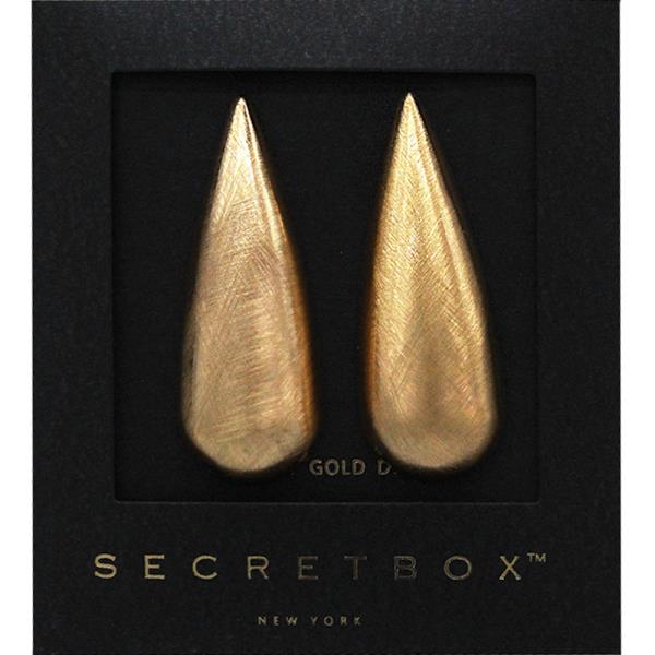 SECRET BOX 14K GOLD DIPPED SCRATCH RAINDROP EARRIN