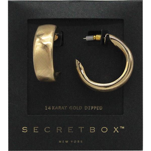 SECRET BOX 14K GOLD DIPPED HOOP EARRING