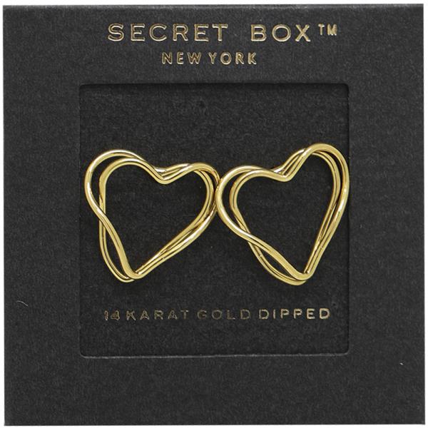 SECRET BOX 14K GOLD DIPPED HEART WIRE EARRING