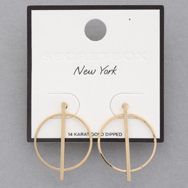 SECRET BOS 14K GOLD DIPPED METAL ROUND BAR EARRING