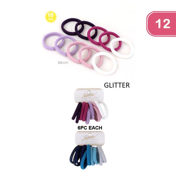 10 PCS PINK AND BLUE TONE GLITTER HAIR TIE SET (12 UNITS)