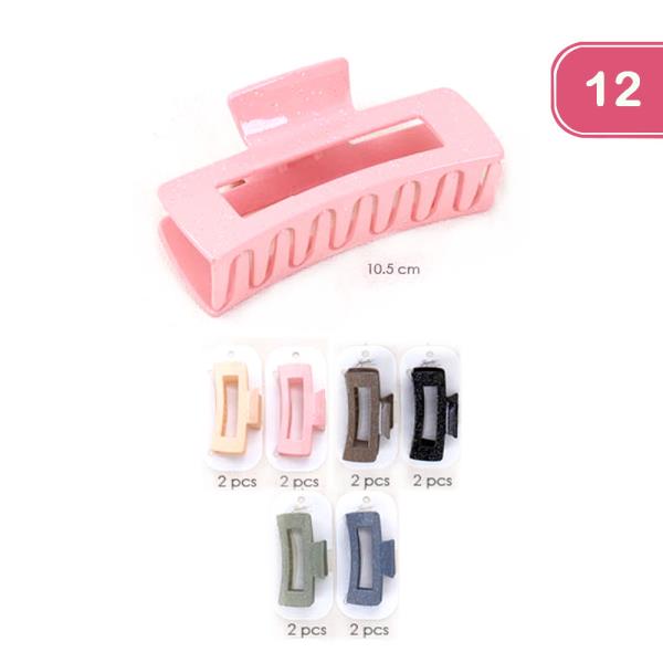 SHINY GLITTER RECTANGLE JAW HAIR CLIP(12 UNITS)