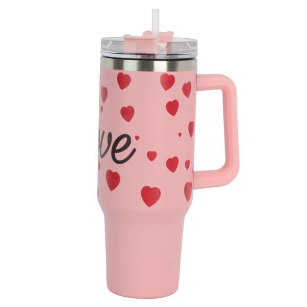 LOVE HEARTS PRINT TUMBLER WITH HANDLE