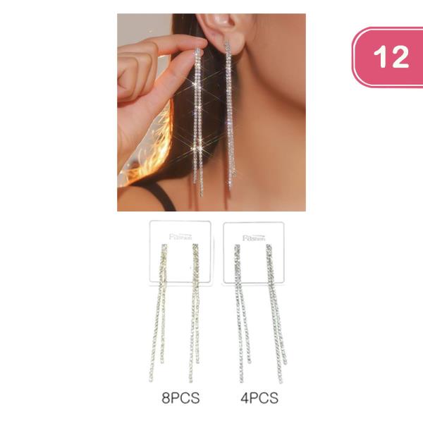 RHINESTONE TASSEL DANGLE EARRINGS (12 UNITS)