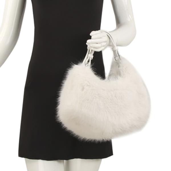 FUR BUCKLE STRAP SHOULDER BAG