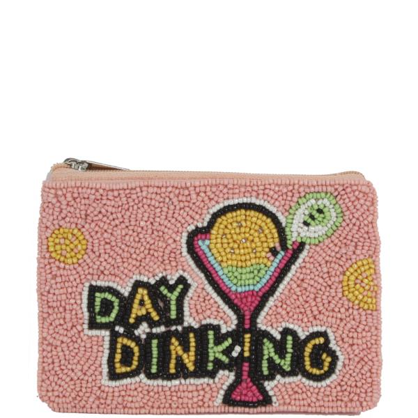 SEED BEAD DAY DRINKING MINI COIN PURSE BAG