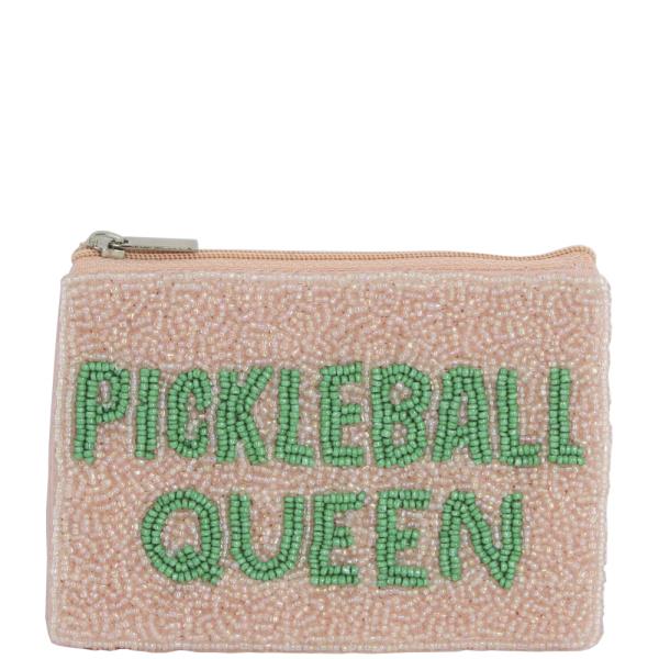 SEED BEAD PICKLEBALL QUEEN  MINI COIN PURSE BAG