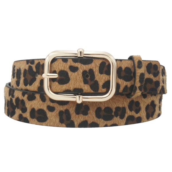 LEOPARD KNOB BAR ACCENT RECTANGLE BUCKLE BELT