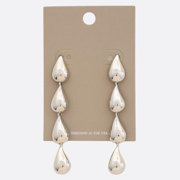 MULTI TEARDROP METAL DANGLE EARRING