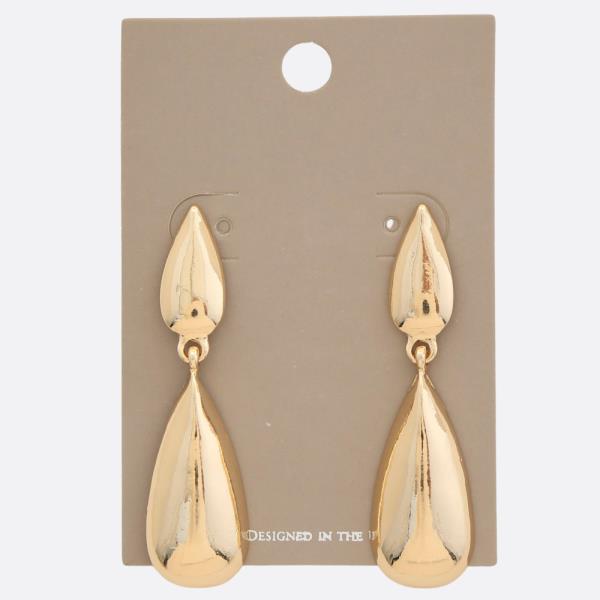 DOUBLE TEARDROP METAL DANGLE EARRING