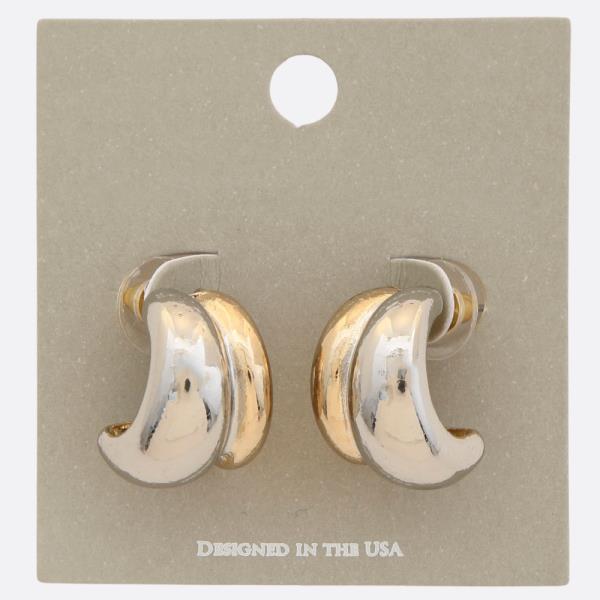 TWO TONE CURVE METAL EARRING