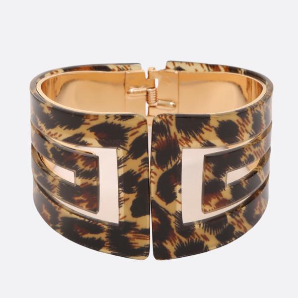 ANIMAL PRINT METAL CUFF BRACELET