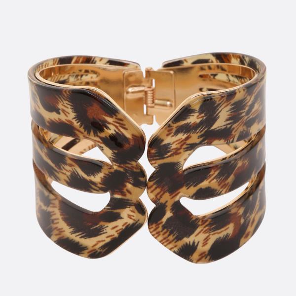 ANIMAL PRINT METAL CUFF BRACELET