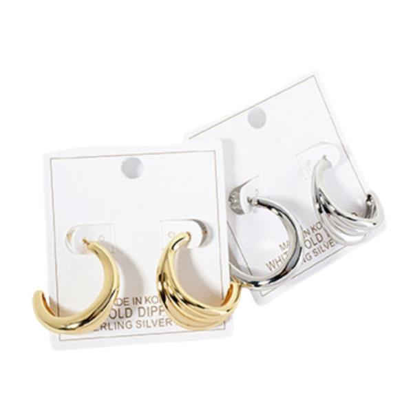 METAL PUFFY TEXTURED OPEN C HOOP EARRING