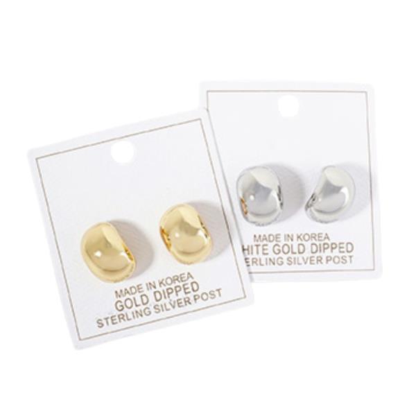 METAL PUFFY CURVED OVAL STUD EARRING