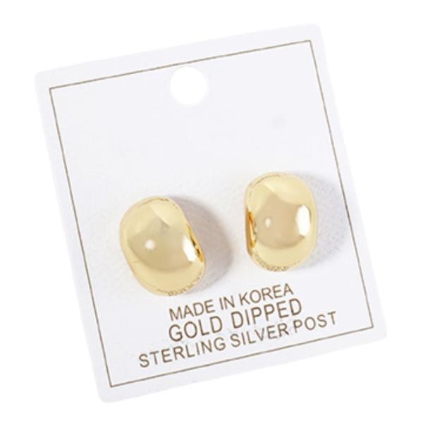 METAL PUFFY CURVED OVAL STUD EARRING