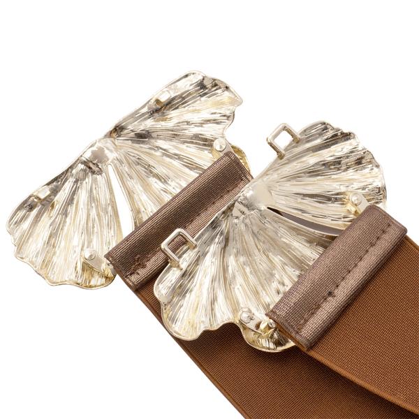 FASHION LEAF METAL SHAPE ELASTIC BELT