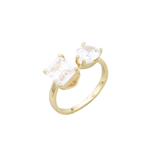 CRYSTAL STONE OPEN METAL RING