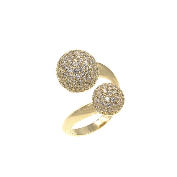 OPEN SPHERE RHINESTONE METAL RING