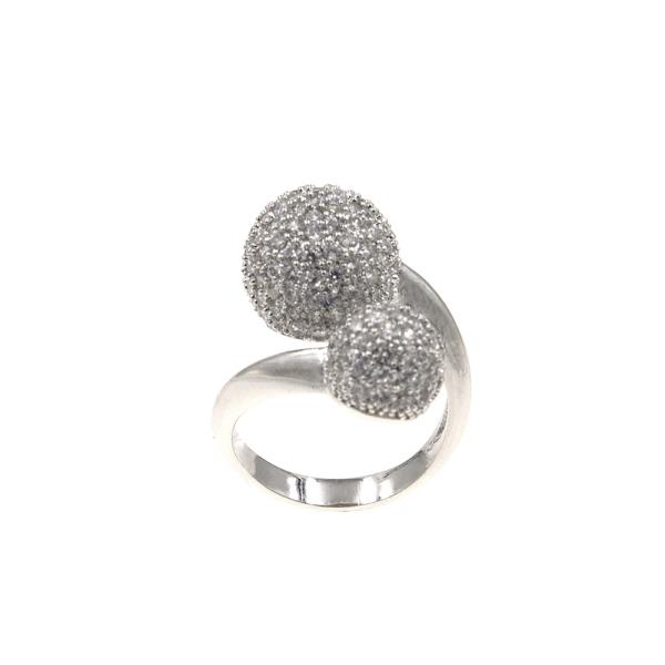 OPEN SPHERE RHINESTONE METAL RING