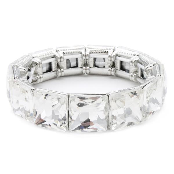 CRYSTAL STONE SQUARE CUT STRETCH BRACELET