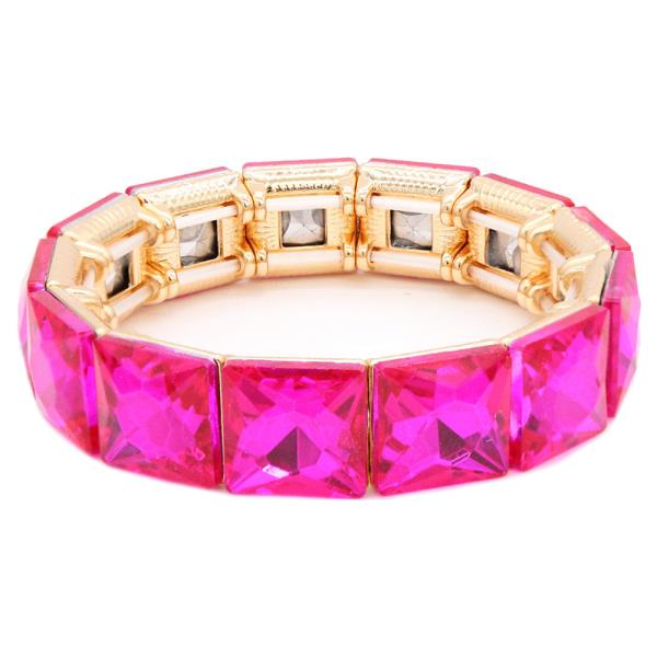 CRYSTAL STONE SQUARE CUT STRETCH BRACELET